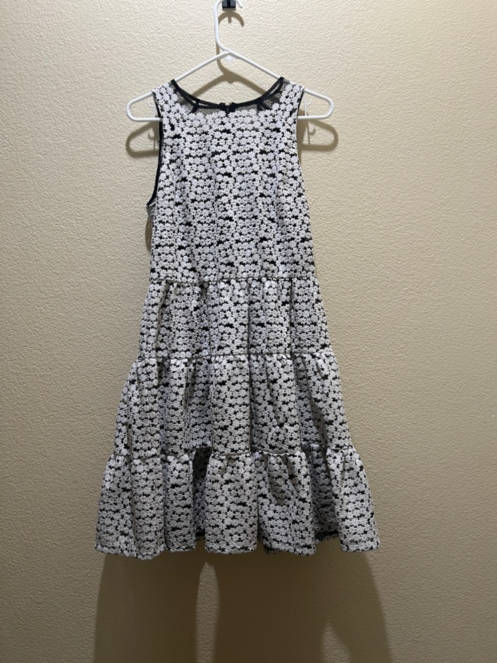 ERIN by Erin Fetherston Black and White Floral Tiered Midi Dress